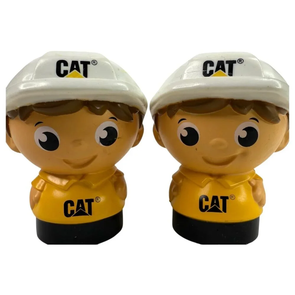 2 Mega Bloks Block Cat Construction Crew Worker Men Caterpillar Hard Hat Buddies